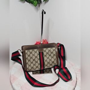 GUCCI GG Web SherryLine Clutch Bag PVC Leather (Removable Unbranded Stra…